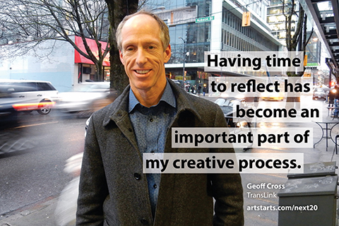 Geoff Cross next to a quote about how they envision the next 20 years of arts education in BC
