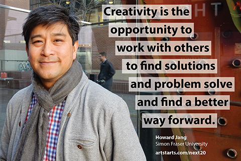 Howard Jang next to a quote about how they envision the next 20 years of arts education in BC