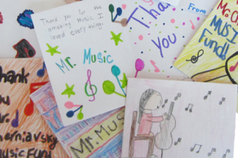 A collection of thank you cards made by young kids