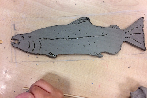 A carving of a fish